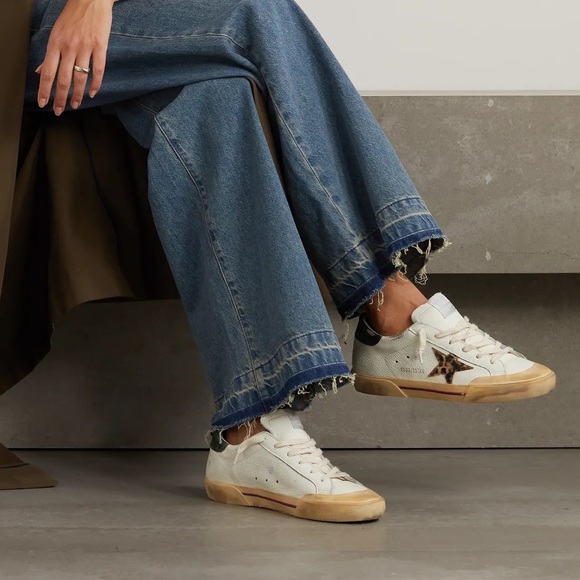 Golden Goose Superstar Penstar White Leather/Green/Leopard Star sz 38 New in Box - Picture 14 of 14